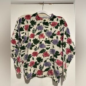 Vintage Nell Flowers by J.G. Hook Wool/ Angora Sz: M floral Pullover sweater.